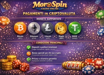 MoroSpin Casino: pagamenti in criptovaluta, monete supportate e condizioni MoroSpin Casino: pagamenti in criptovaluta, monete supportate e condizioni